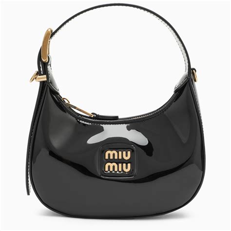 miu miu black patent leather bag|Black Patent Leather Hobo Bag .